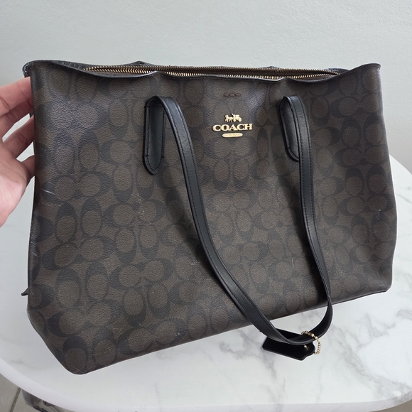 Coach Handbags - Coach Signature Tote Bag Brown and Black